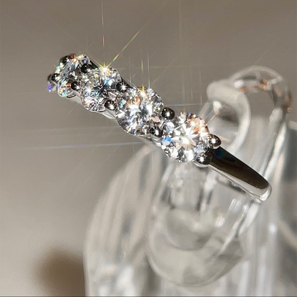 1.25tcw 925/Rhodium 5 Stone Anniversary Ring - Picture 5 of 15